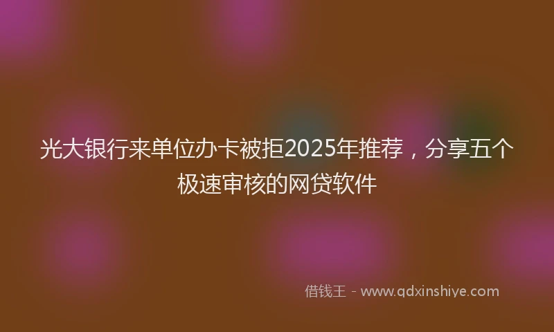 光大银行来单位办卡被拒2025年推荐，分享五个极速审核的网贷软件