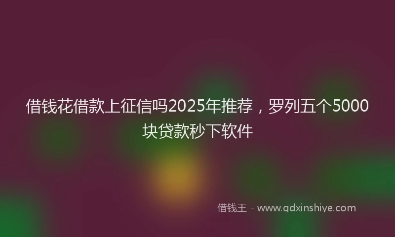 借钱花借款上征信吗2025年推荐，罗列五个5000块贷款秒下软件