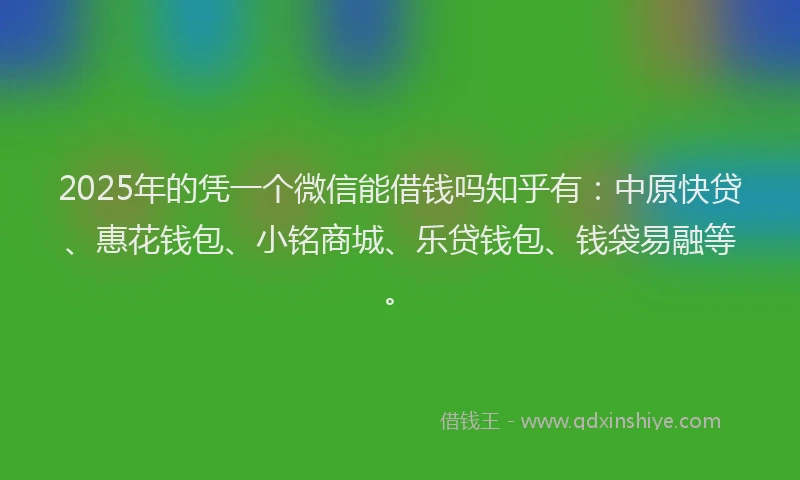 2025年的凭一个微信能借钱吗知乎有：中原快贷、惠花钱包、小铭商城、乐贷钱包、钱袋易融等。