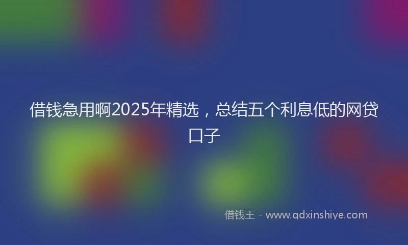 借钱急用啊2025年精选，总结五个利息低的网贷口子