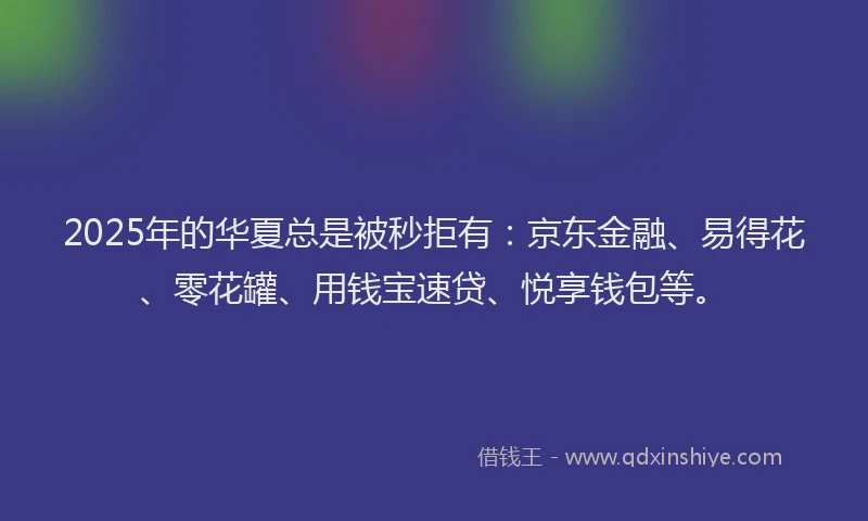 2025年的华夏总是被秒拒有：京东金融、易得花、零花罐、用钱宝速贷、悦享钱包等。
