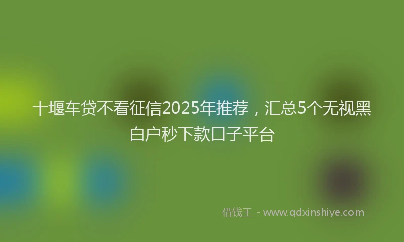十堰车贷不看征信2025年推荐，汇总5个无视黑白户秒下款口子平台