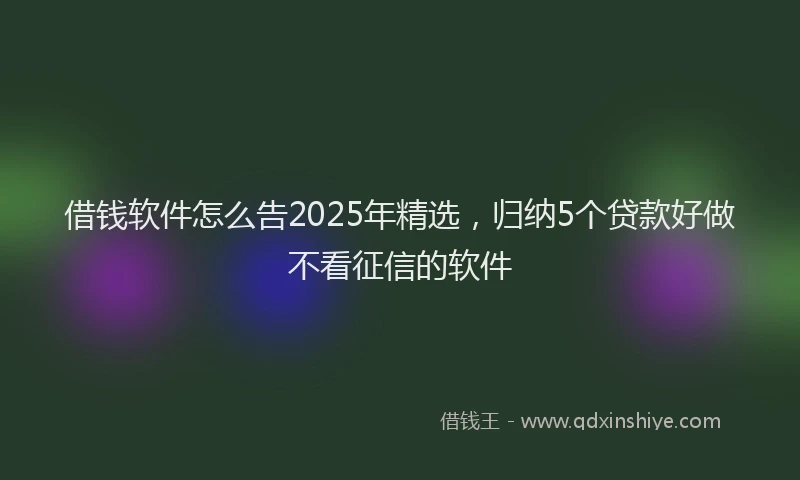 借钱软件怎么告2025年精选，归纳5个贷款好做不看征信的软件