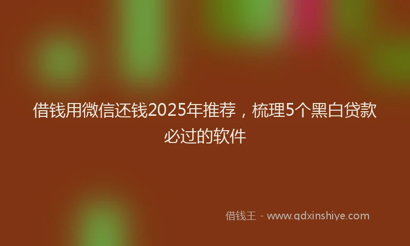 借钱用微信还钱2025年推荐，梳理5个黑白贷款必过的软件