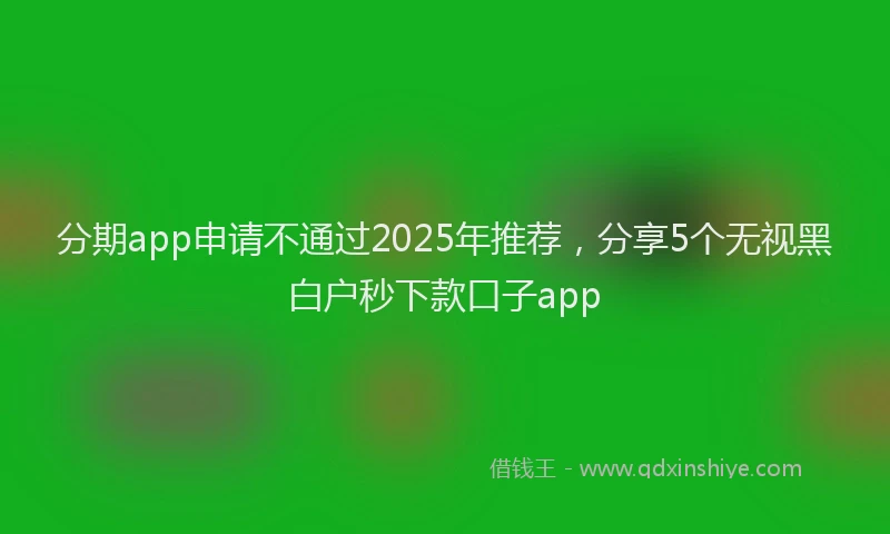 分期app申请不通过2025年推荐，分享5个无视黑白户秒下款口子app