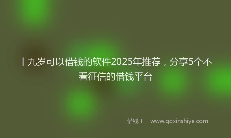 十九岁可以借钱的软件2025年推荐，分享5个不看征信的借钱平台