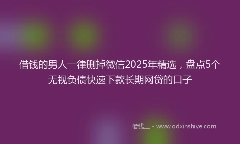 借钱的男人一律删掉微信2025年精选，盘点5个无视负债快速下款长期网贷的口子