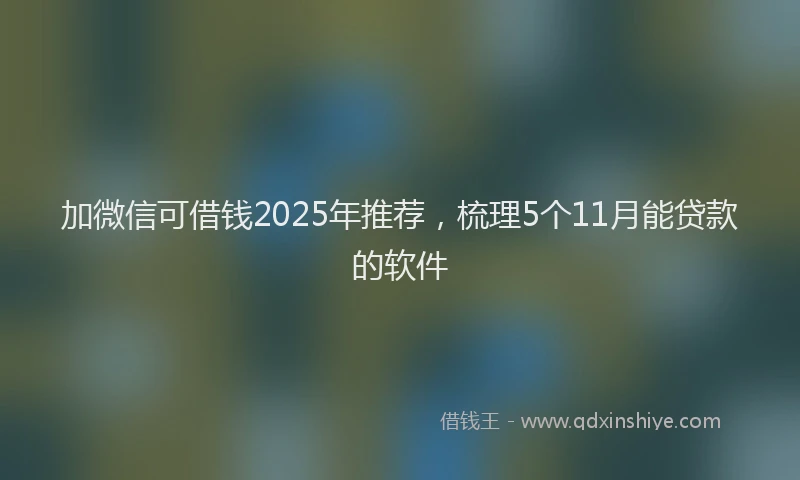 加微信可借钱2025年推荐，梳理5个11月能贷款的软件