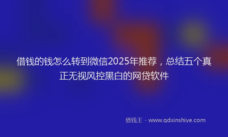 借钱的钱怎么转到微信2025年推荐，总结五个真正无视风控黑白的网贷软件