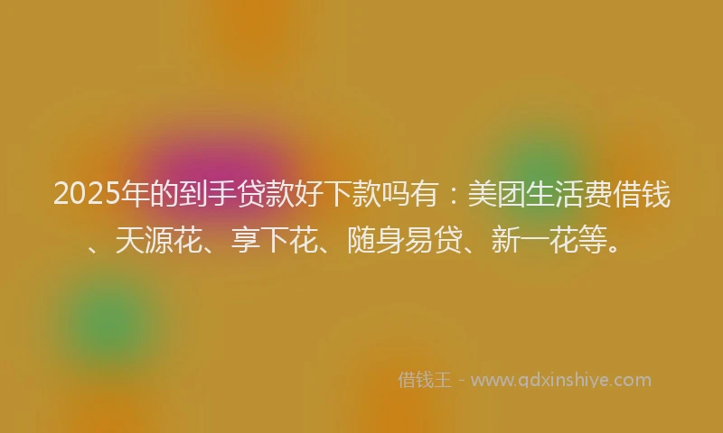 2025年的到手贷款好下款吗有：美团生活费借钱、天源花、享下花、随身易贷、新一花等。