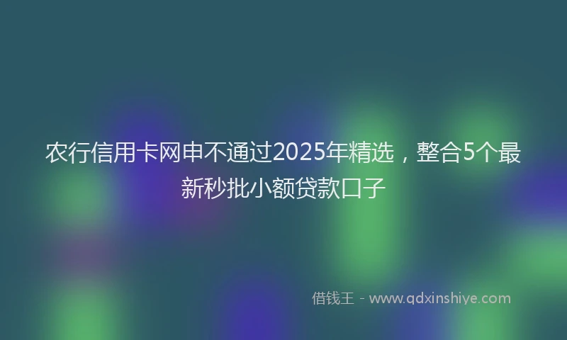 农行信用卡网申不通过2025年精选，整合5个最新秒批小额贷款口子