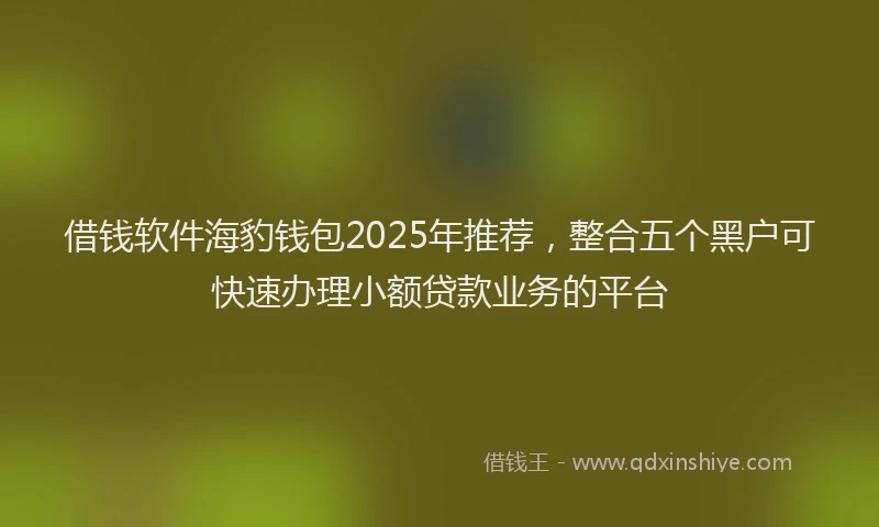 借钱软件海豹钱包2025年推荐，整合五个黑户可快速办理小额贷款业务的平台