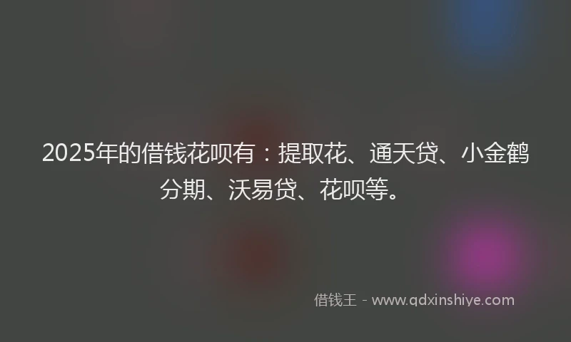 2025年的借钱花呗有：提取花、通天贷、小金鹤分期、沃易贷、花呗等。