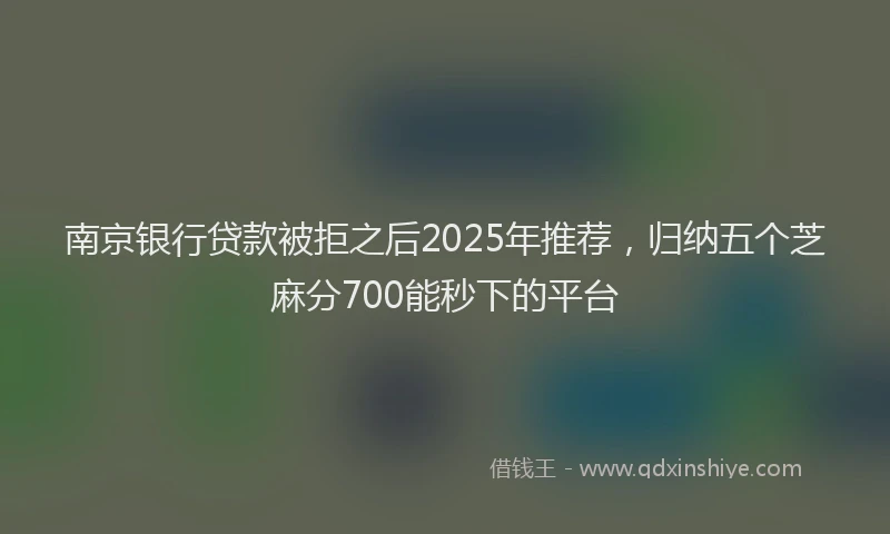 南京银行贷款被拒之后2025年推荐，归纳五个芝麻分700能秒下的平台