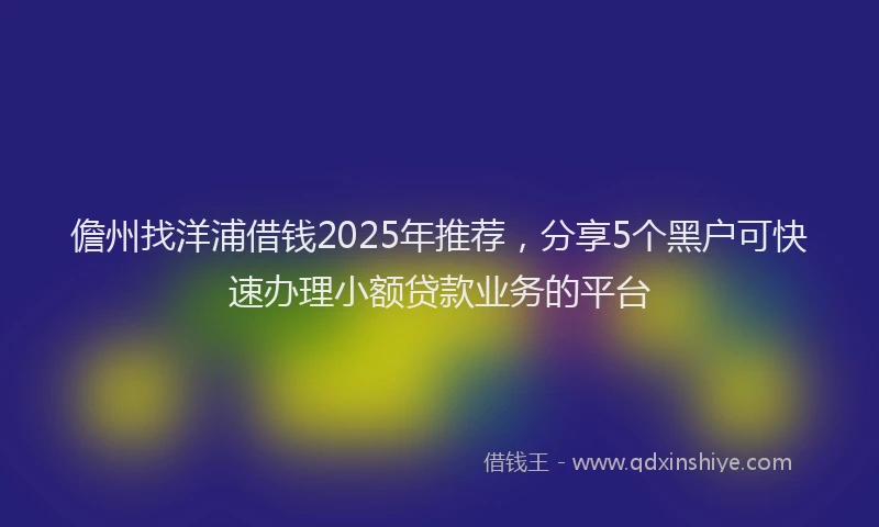 儋州找洋浦借钱2025年推荐，分享5个黑户可快速办理小额贷款业务的平台