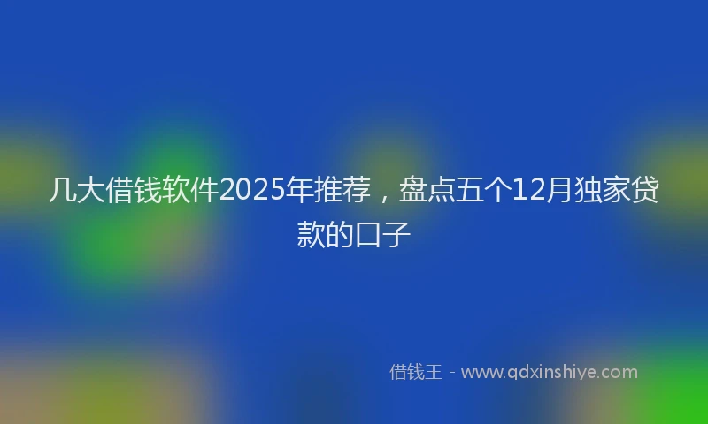 几大借钱软件2025年推荐，盘点五个12月独家贷款的口子