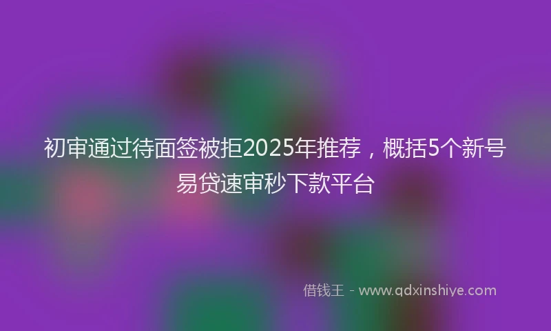 初审通过待面签被拒2025年推荐，概括5个新号易贷速审秒下款平台