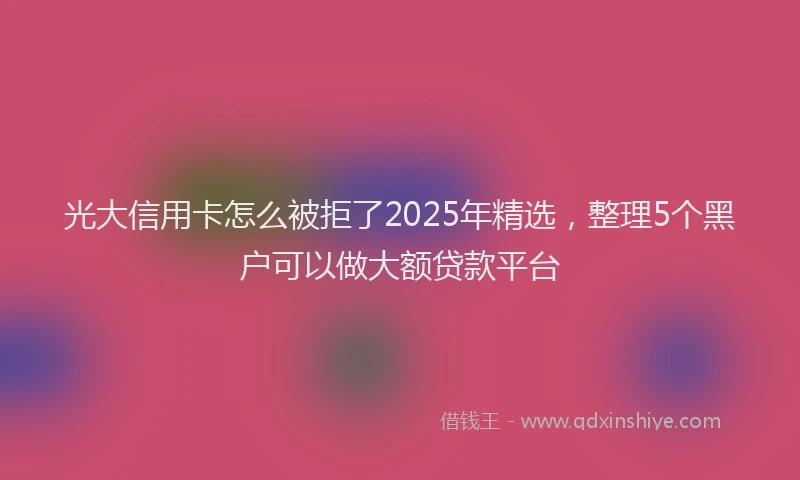 光大信用卡怎么被拒了2025年精选，整理5个黑户可以做大额贷款平台