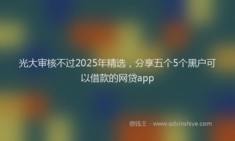 光大审核不过2025年精选，分享五个5个黑户可以借款的网贷app