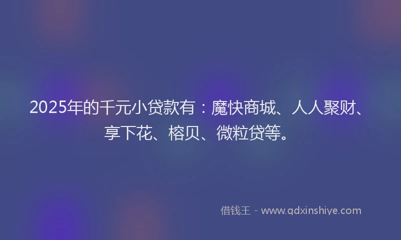 2025年的千元小贷款有：魔快商城、人人聚财、享下花、榕贝、微粒贷等。