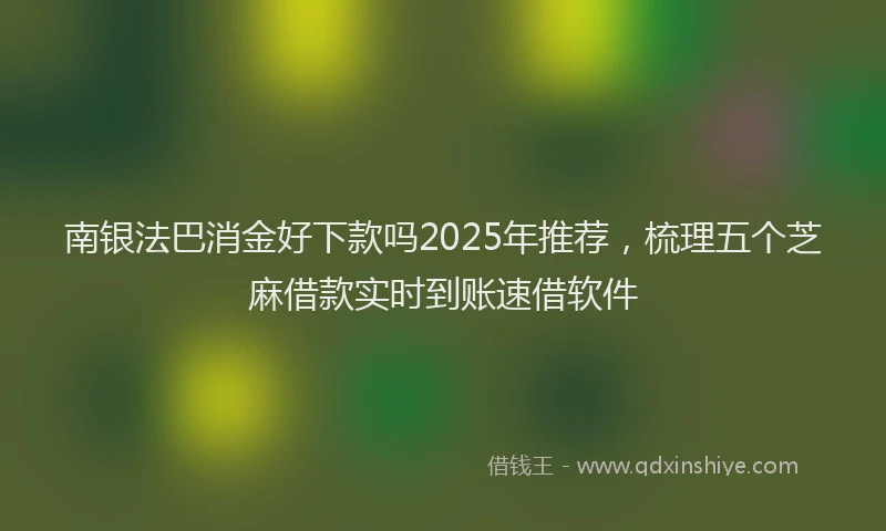 南银法巴消金好下款吗2025年推荐，梳理五个芝麻借款实时到账速借软件