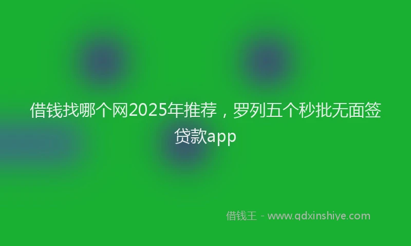 借钱找哪个网2025年推荐，罗列五个秒批无面签贷款app