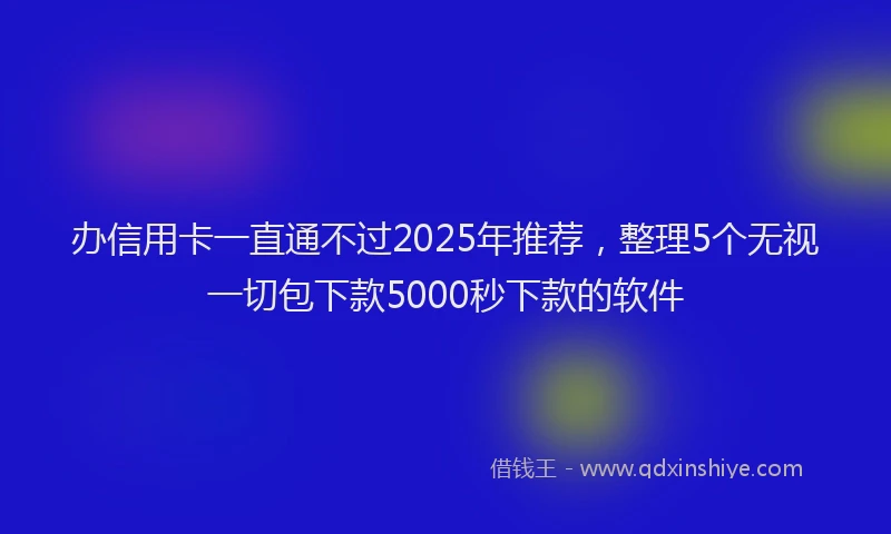 办信用卡一直通不过2025年推荐，整理5个无视一切包下款5000秒下款的软件