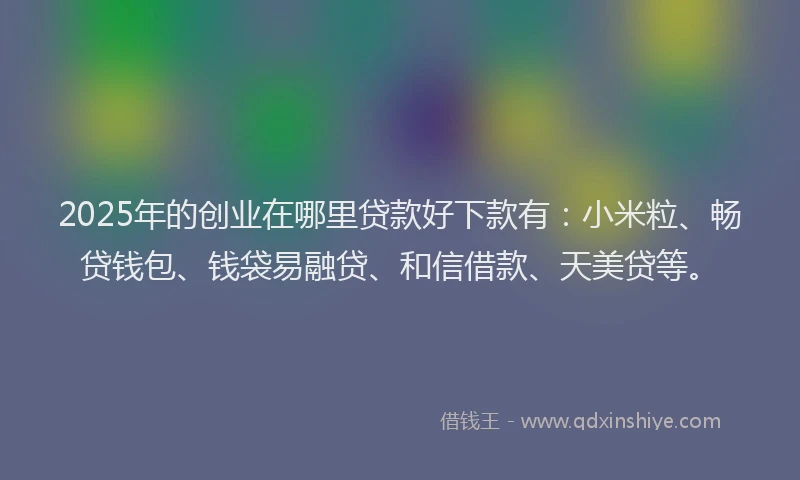 2025年的创业在哪里贷款好下款有：小米粒、畅贷钱包、钱袋易融贷、和信借款、天美贷等。