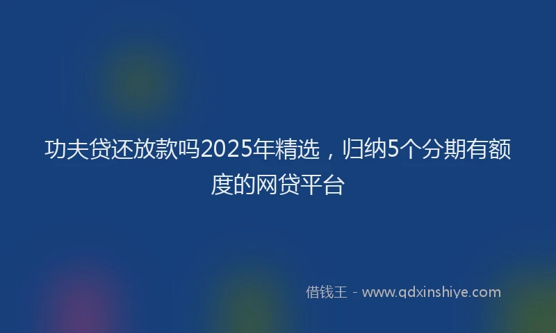 功夫贷还放款吗2025年精选，归纳5个分期有额度的网贷平台