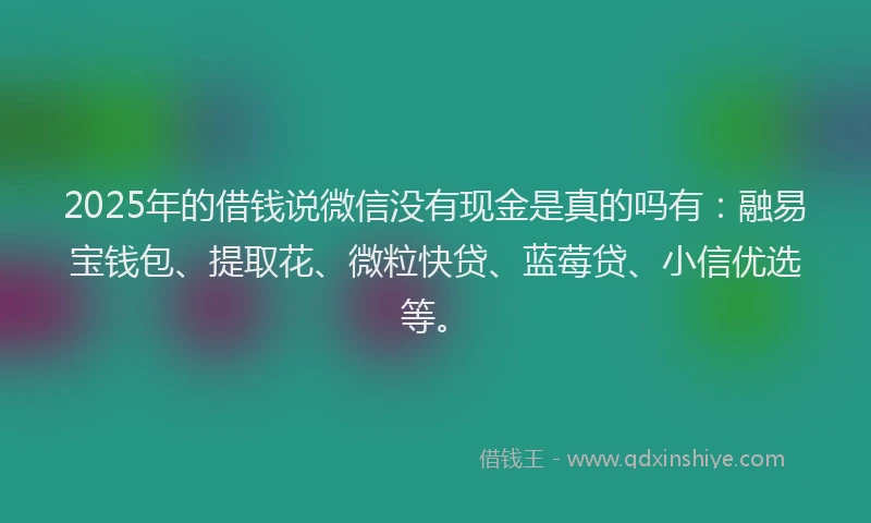 2025年的借钱说微信没有现金是真的吗有：融易宝钱包、提取花、微粒快贷、蓝莓贷、小信优选等。