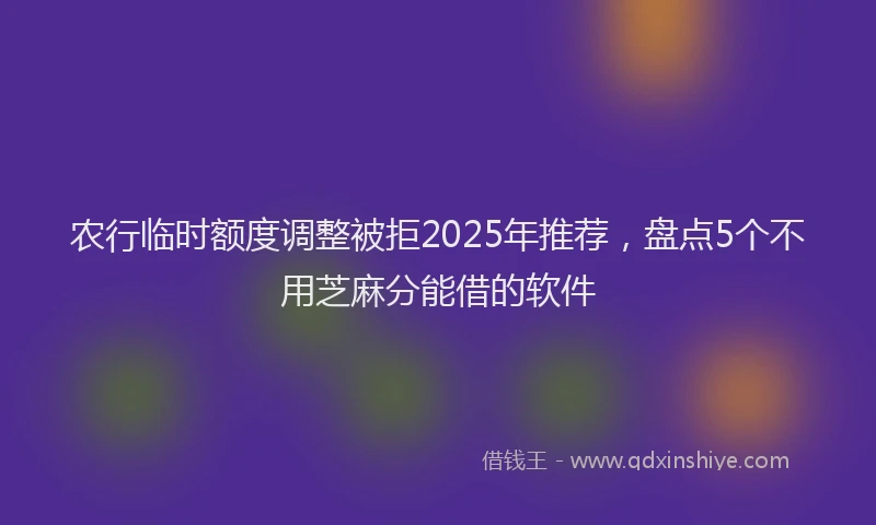 农行临时额度调整被拒2025年推荐，盘点5个不用芝麻分能借的软件