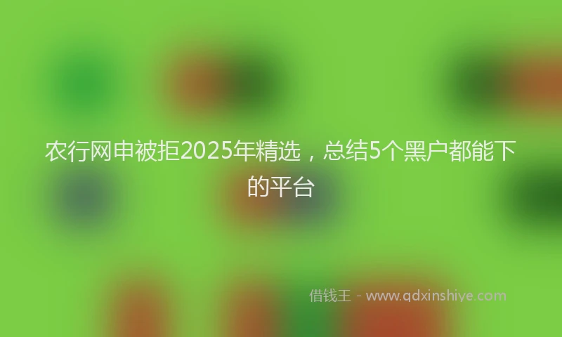 农行网申被拒2025年精选，总结5个黑户都能下的平台