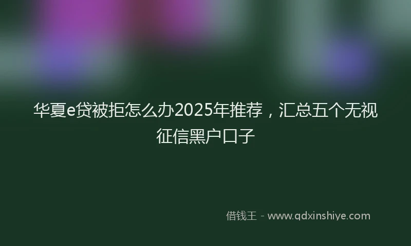 华夏e贷被拒怎么办2025年推荐，汇总五个无视征信黑户口子