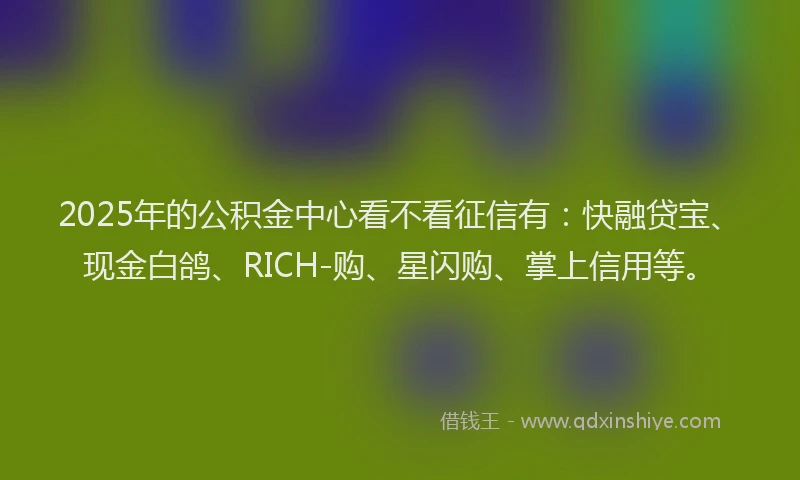 2025年的公积金中心看不看征信有：快融贷宝、现金白鸽、RICH-购、星闪购、掌上信用等。