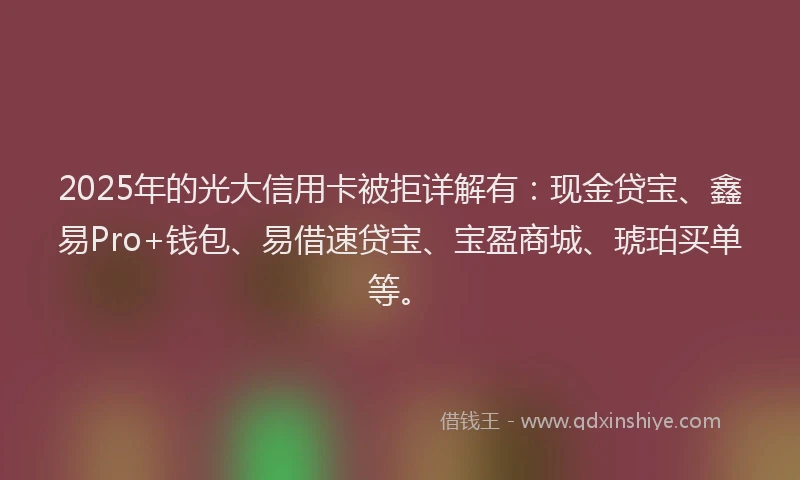 2025年的光大信用卡被拒详解有：现金贷宝、鑫易Pro+钱包、易借速贷宝、宝盈商城、琥珀买单等。