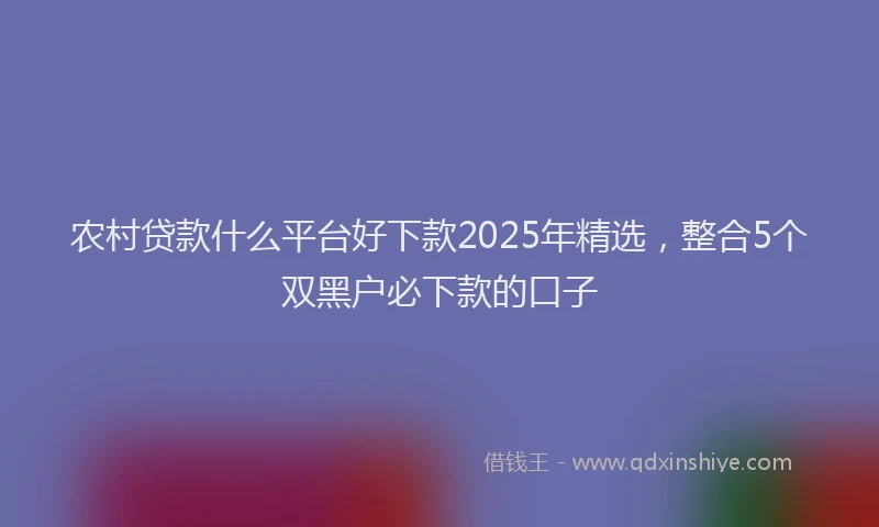 农村贷款什么平台好下款2025年精选，整合5个双黑户必下款的口子