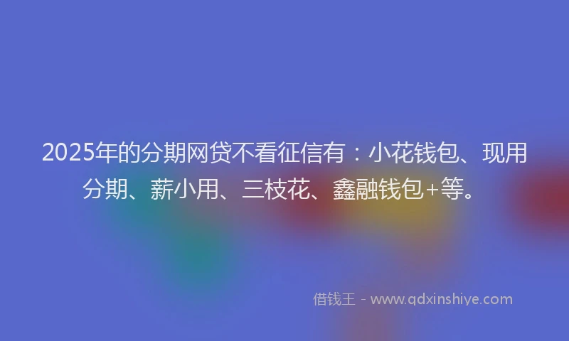 2025年的分期网贷不看征信有：小花钱包、现用分期、薪小用、三枝花、鑫融钱包+等。