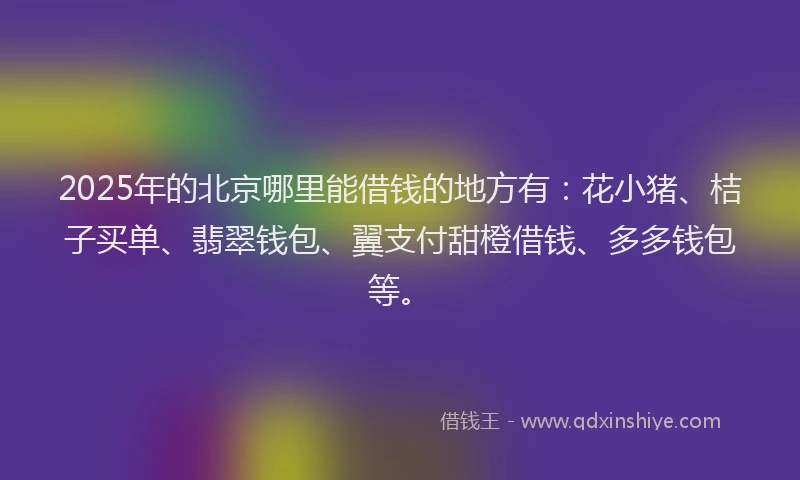 2025年的北京哪里能借钱的地方有：花小猪、桔子买单、翡翠钱包、翼支付甜橙借钱、多多钱包等。