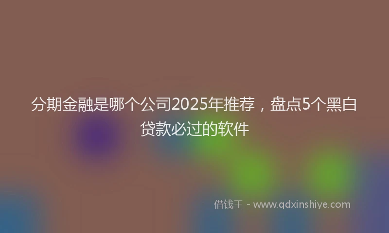 分期金融是哪个公司2025年推荐，盘点5个黑白贷款必过的软件