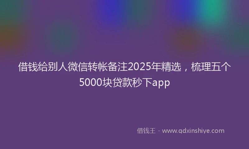 借钱给别人微信转帐备注2025年精选，梳理五个5000块贷款秒下app