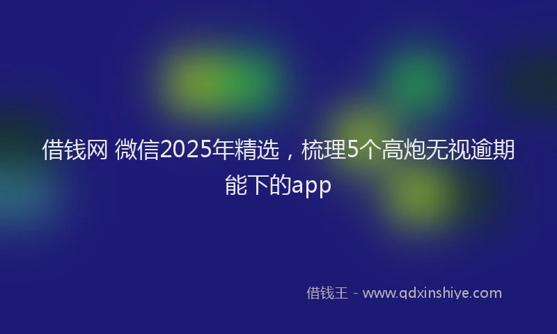 借钱网 微信2025年精选，梳理5个高炮无视逾期能下的app