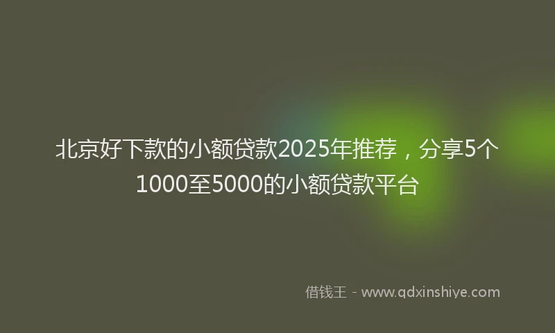 北京好下款的小额贷款2025年推荐，分享5个1000至5000的小额贷款平台
