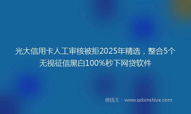 光大信用卡人工审核被拒2025年精选，整合5个无视征信黑白100%秒下网贷软件
