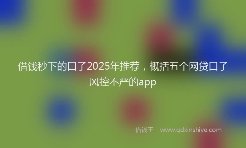 借钱秒下的口子2025年推荐，概括五个网贷口子风控不严的app