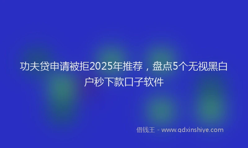 功夫贷申请被拒2025年推荐，盘点5个无视黑白户秒下款口子软件