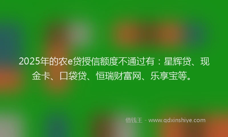 2025年的农e贷授信额度不通过有：星辉贷、现金卡、口袋贷、恒瑞财富网、乐享宝等。