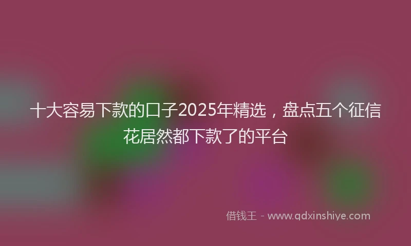 十大容易下款的口子2025年精选，盘点五个征信花居然都下款了的平台