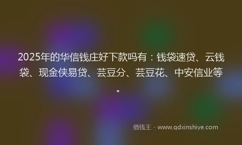 2025年的华信钱庄好下款吗有：钱袋速贷、云钱袋、现金侠易贷、芸豆分、芸豆花、中安信业等。