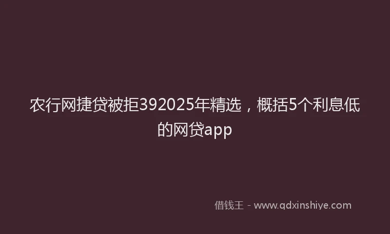 农行网捷贷被拒392025年精选，概括5个利息低的网贷app