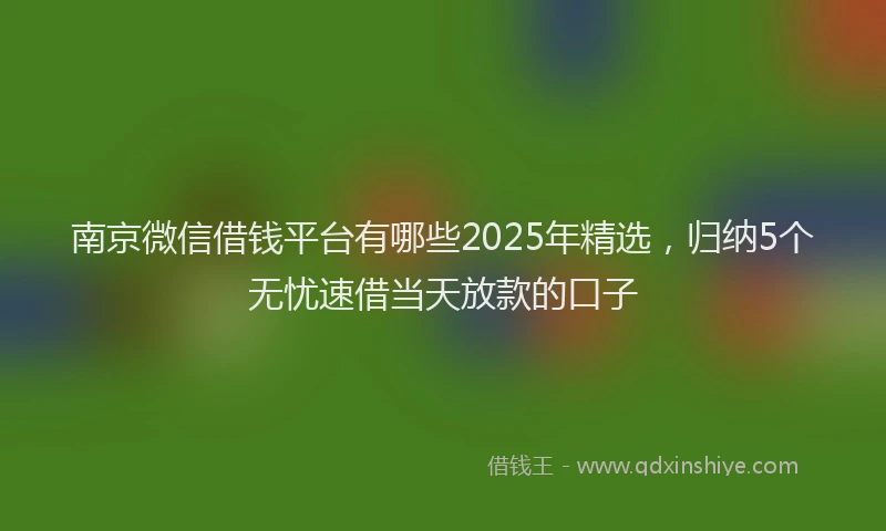 南京微信借钱平台有哪些2025年精选，归纳5个无忧速借当天放款的口子